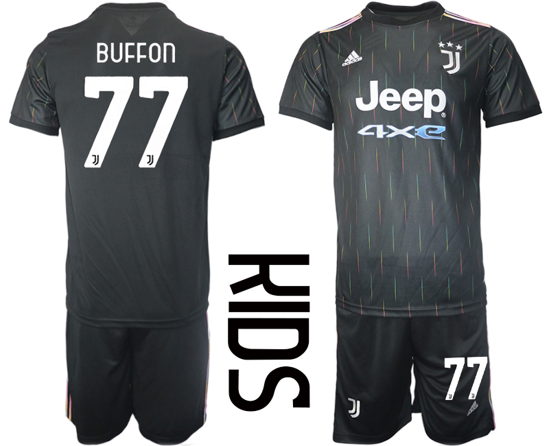 Youth 2021-2022 Club Juventus away black #77 Soccer Jersey->youth soccer jersey->Youth Jersey